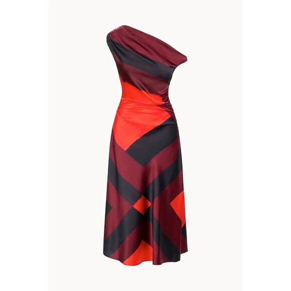 NEW STAUD phare silk dress in ruby prism - Picture 3 of 3